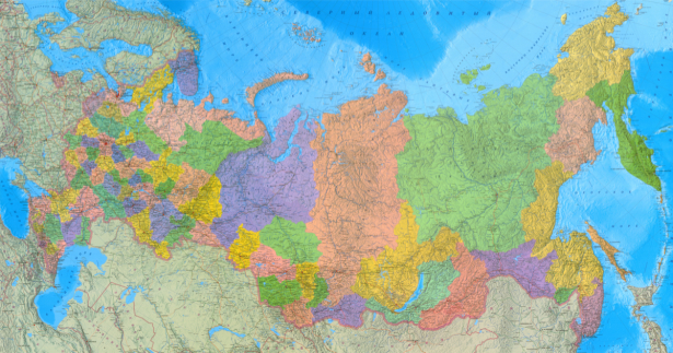 Фотообои физико-политическая карта России (map-0000219)