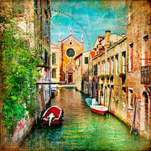 Фотообои канал в Венеции Италия (retro-vintage-0000117)
