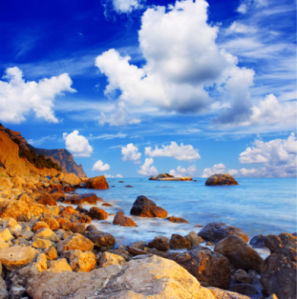 Фотообои море скалы и облачное небо (sea-0000089)