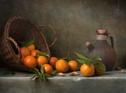 Фотообои апельсины в корзине (still-life-0087)