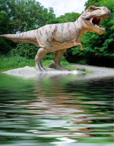 Фотообои динозавр тираннозавр река (animals-0000150)