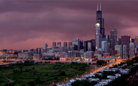 Фотообои Чикаго, ночной город (city-0000021)