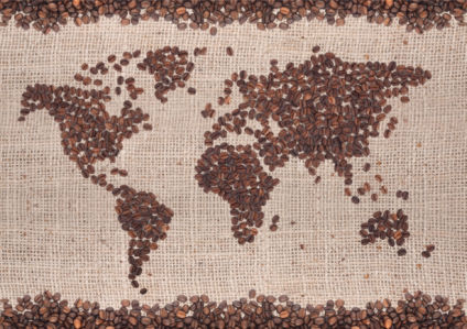 Карта мира из зерен кофе фотообои (food-0000146)
