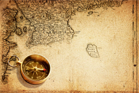 Фотообои карта и золотой компас (map-0000168)