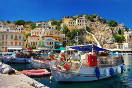 Фотообои с лодками в греции (transport-0000057)
