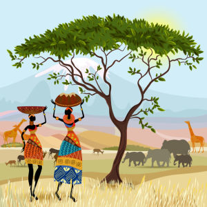Фотообои рисованная Африка (fantasy-0000161)