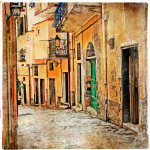 Фотообои итальянский дворик улочка (retro-vintage-0000104)