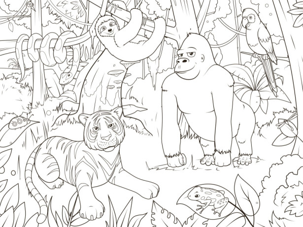 Обои раскраска Животные джунгли (color-16)