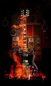 Фотообои музыка гитара в огне (glamour-0000180)
