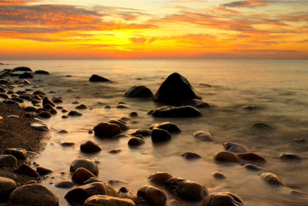 Фотообои море камни, закат (nature-00604)