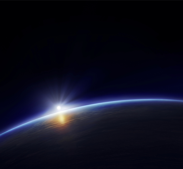 Фотообои космический пейзаж восход (space-0000054)