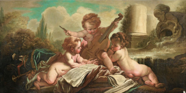 Картина фреска ангелочки амуры фото обои (angel-00034)