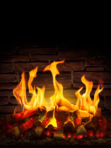Фотообои камин с горящим огнем (fire-011)