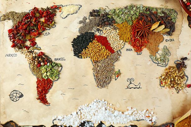 фотообои специи карта мира (food-334)