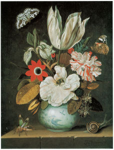 Натюрморт с цветами и бабочками  johannes goedaert (pf-51)