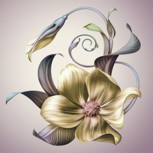 Фото обои цветок рисованная цветущая ветка (flowers-0000622)