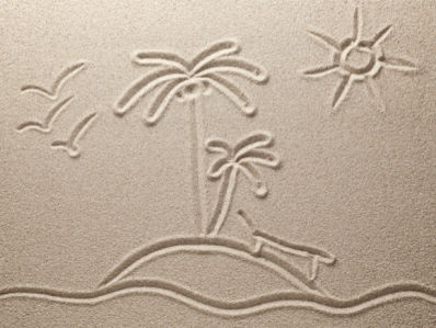 Фотообои для ванны пальмы на песке (underwater-world-00124)