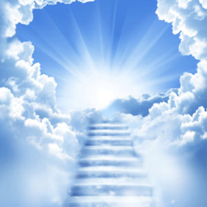 Фотообои лестница из облаков свет (sky-0000050)