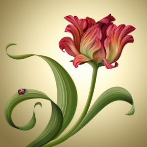 Комнатные обои рисованный тюльпан (flowers-0000620)