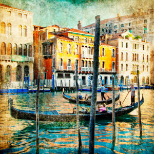 Фотообои канал в Венеции, Венеция, Италия (retro-vintage-0000092)