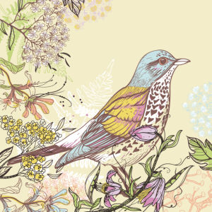 Фотообои Рисованная птица в цветах (animals-0000400)