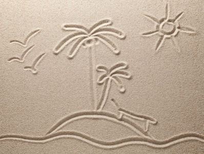 Фотошторы рисунок пальм на песке (bathroom-curtain-00001)