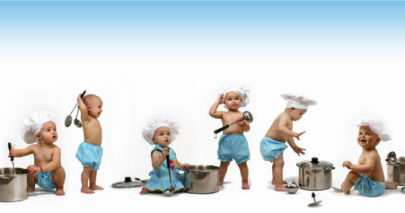 Фотообои для кухни малыши-поварята (food-0000212)