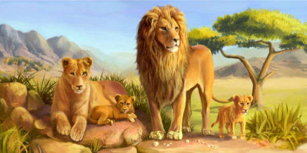 Фотообои львиная семья лев прайм (animals-0000197)