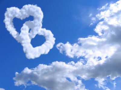 Фотообои небо с сердечком облаками (sky-0000044)