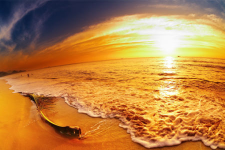 Фотообои море оранжевый закат (sea-0000355)