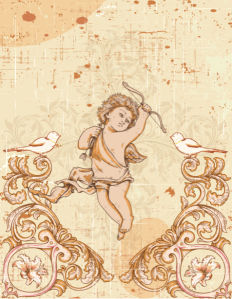 Обои фреска амур и птицы (angel-00046)