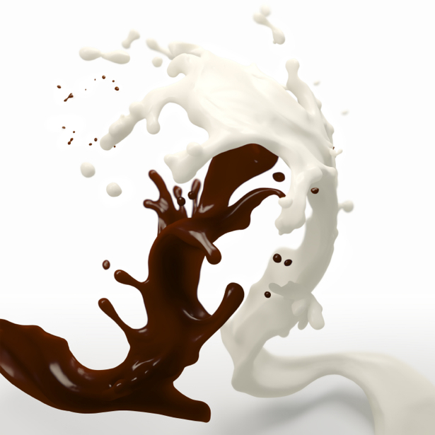 Фотообои молоко и шоколад всплески (food-0000040)