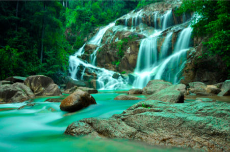 Фотообои природа изумрудный горный водопад (nature-00389)