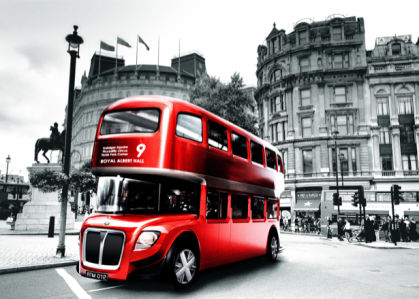 Фотообои красный городской автобус в Лондоне (transport-0000088)