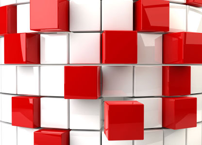 Фотообои Белые и красные кубы (3d20)