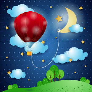 месяц и воздушный шар Детские фотообои (children-0000215)