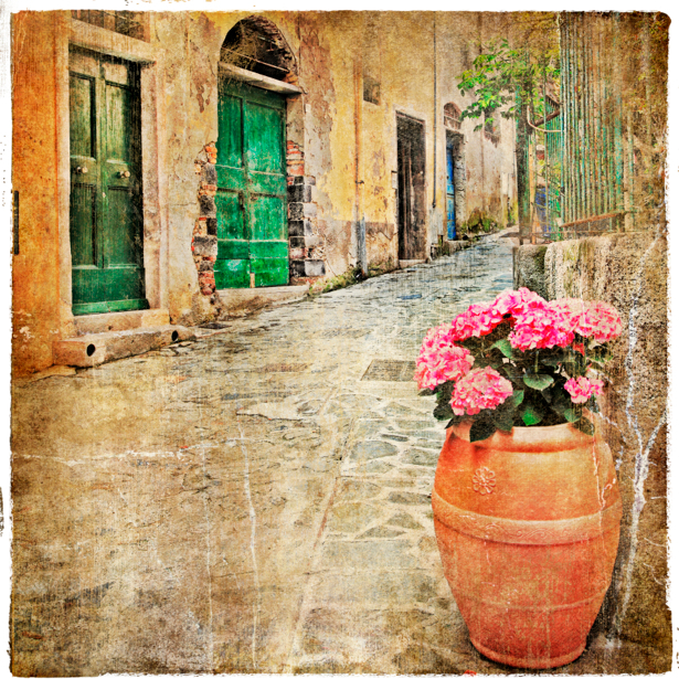 Фотообои улочка итальянский дворик (retro-vintage-0000103)