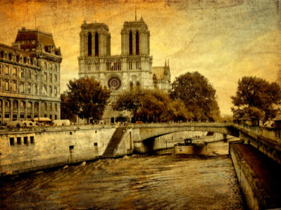 Фотообои мост Сена Франция Париж (retro-vintage-0000183)