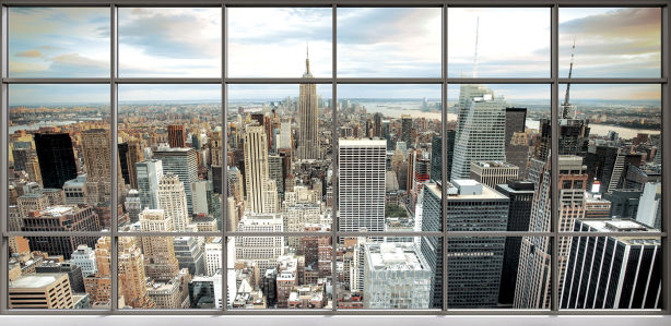 Фотообои вид из окна на город (win-7)