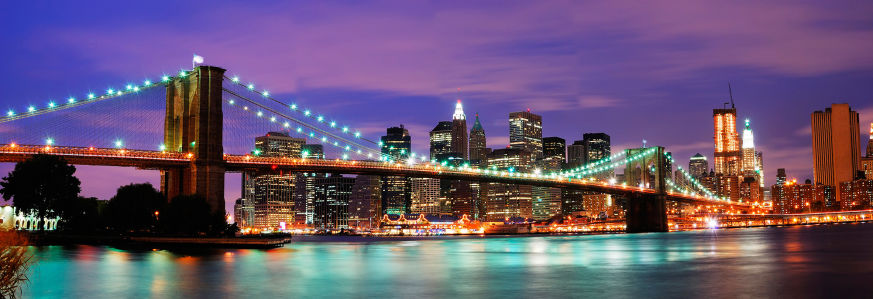 Фотообои бруклинский мост и ночной нью йорк (city-0000242)