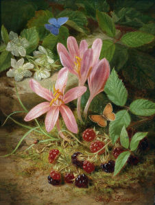 Картина осенние цветы с ежевикой (pf-143)