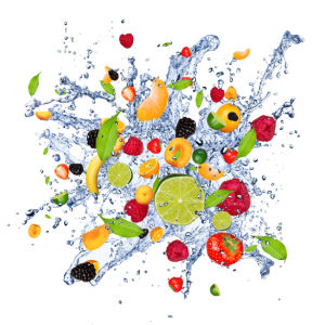 Фотообои кухня фрукты в брызгах воды (food-0000129)