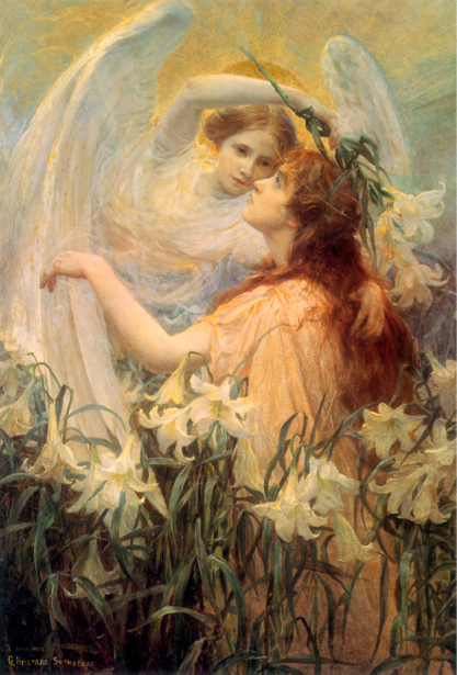 Картина фреска белый ангел феи (angel-00007)