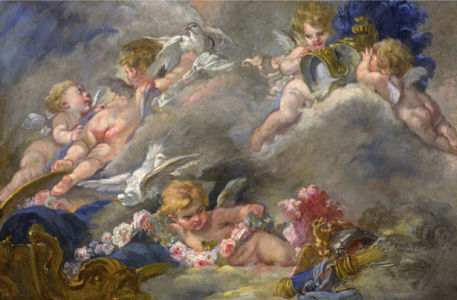 Обои фрески картина Буше ангелочки (angel-00042)