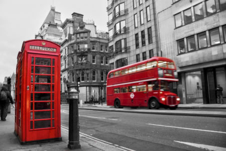 Фотообои улицы Лондона с автобусом (city-0001244)