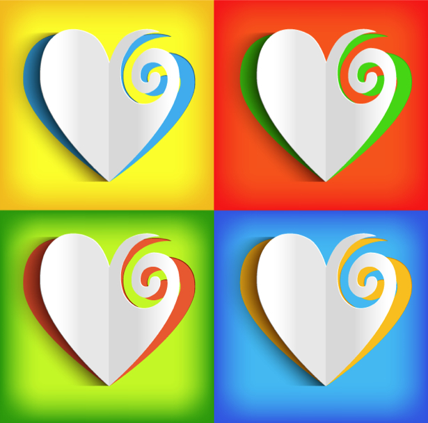 фотообои Сердца на цветных фонах (background-0000356)