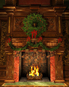 Фотообои Рождественский камин (fire-016)