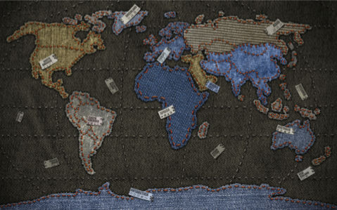 Фотообои джинсовая карта (map-0000204)