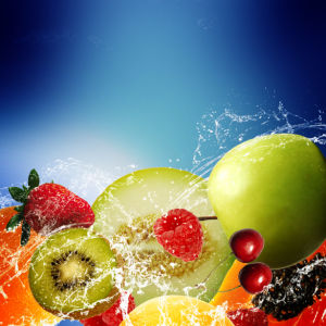 Фотообои на кухню фрукты в брызгах (food-0000245)