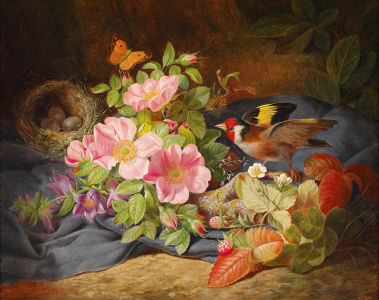 Картина цветы и гнездо птицы (pf-140)